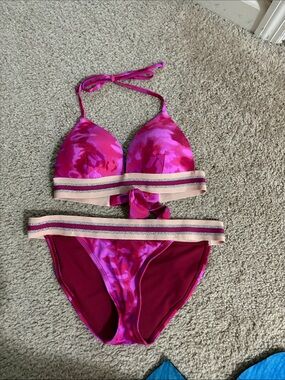 Hula Honey Pink & Magenta Striped-Band Bikini